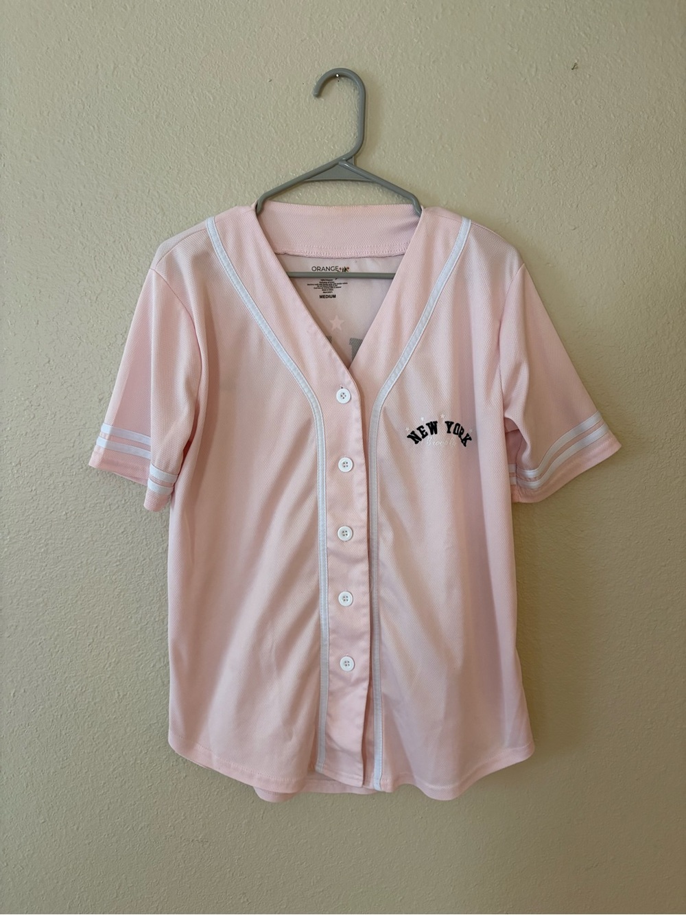 Orange Kiss Women’s Button-Up New York Brooklyn Baseball Jersey